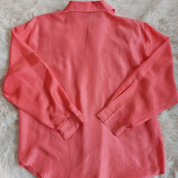 Vintage Sun Coast 100% Silk Women's Red Blouse Shirt Size L - Picture 12 of 12
